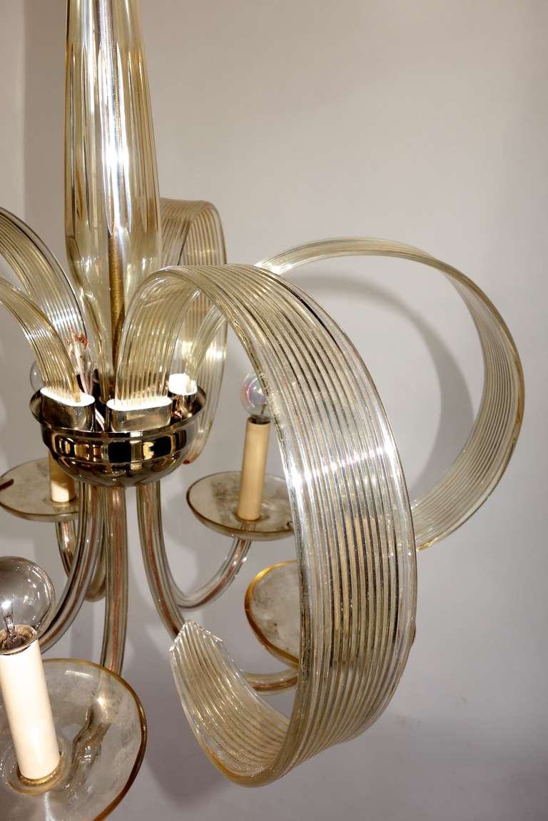 Czech Blown Glass Chandelier In Excellent Condition In San Francisco, CA