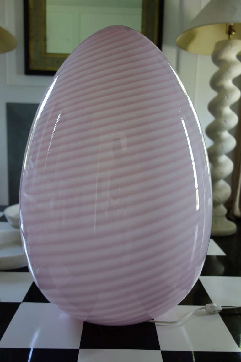 A wonderful and largely scaled Murano glass egg lamp.