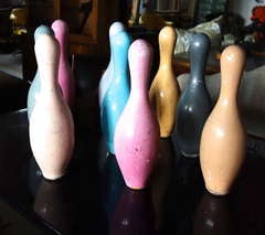 Retro Colorful Set of Bowling Pins