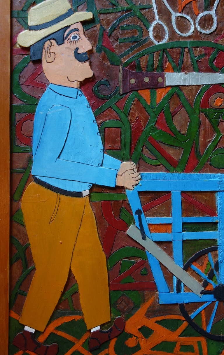 Mario Sanchez (born 1908- died 2005), woodcarver and painter, was a folk artist and a foremost visual chronicler of the history of Key West, Florida's southernmost city.  His oeuvre documents chronologically the story of a community, from the