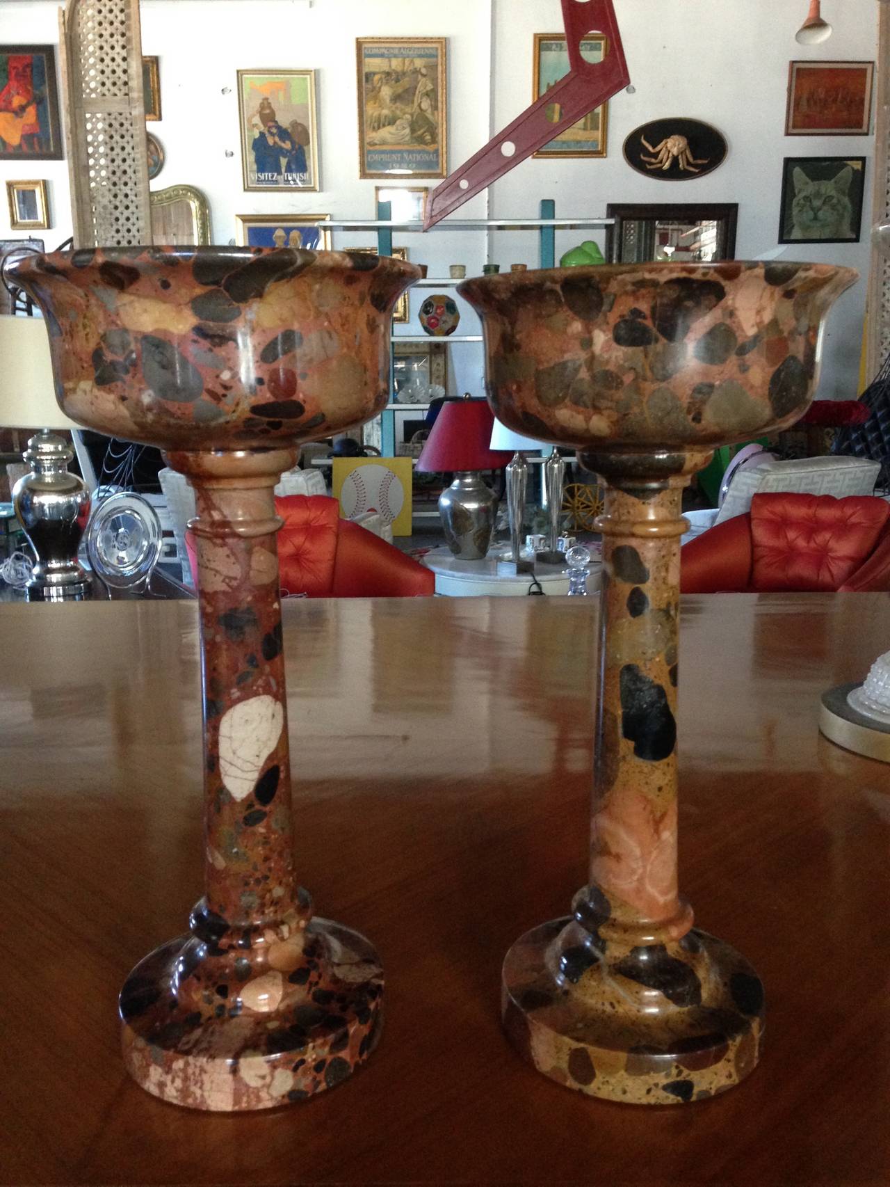 Pair of Marble Candlesticks 4