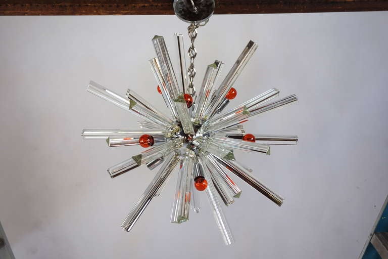 A beautifully scale and impactful Camer sputnik chandelier from Italy. Another gem from the Ariadne Getty collection.