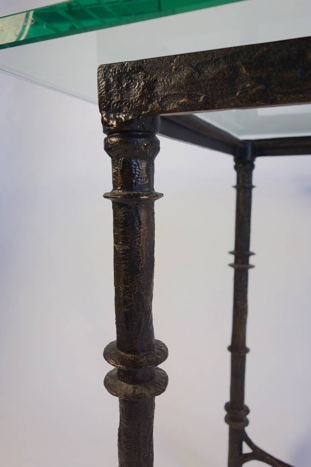 Cast Giacometti Style Bronze Console in the Manner of Chodoff For Sale