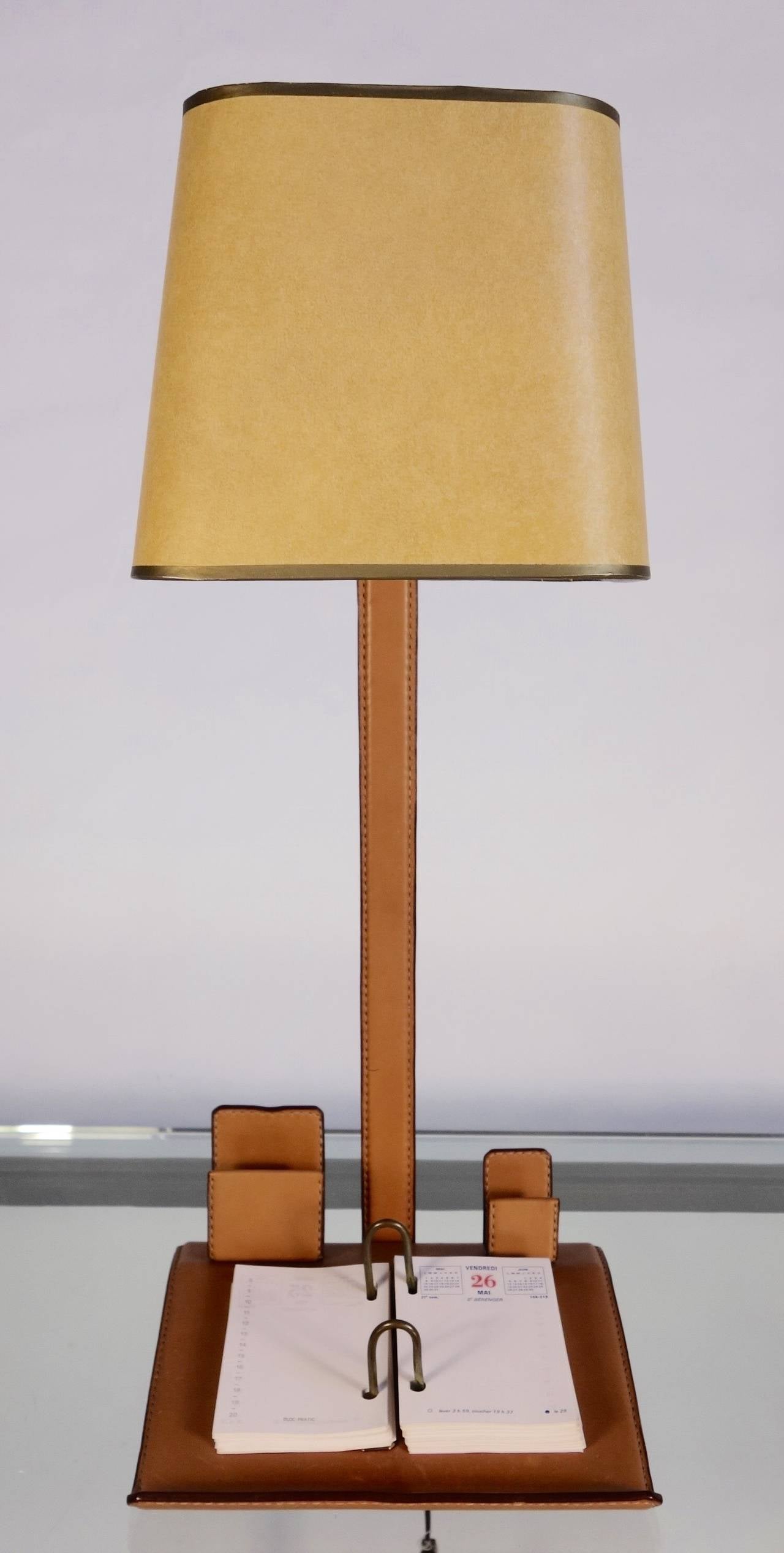 Adnet Style Leather Desk Lamp