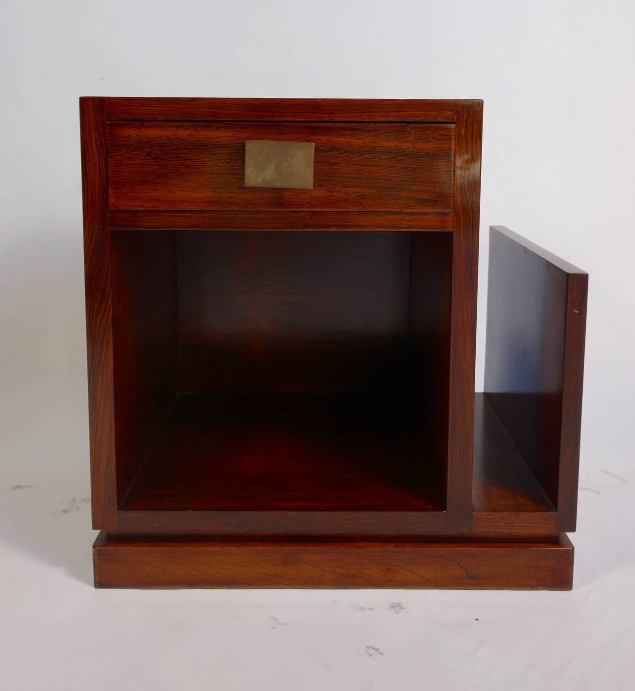 Art Deco Side Table with Magazine Holder