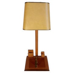 Vintage Adnet Style Leather Desk Lamp