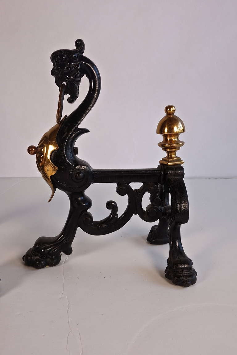 Pair of English Andirons In Excellent Condition For Sale In San Francisco, CA