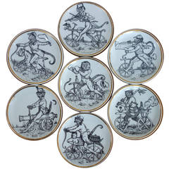 Set of Fornasetti "Ne Sont Tous Chevaliers Qui Sur Cheval Montent" Coasters