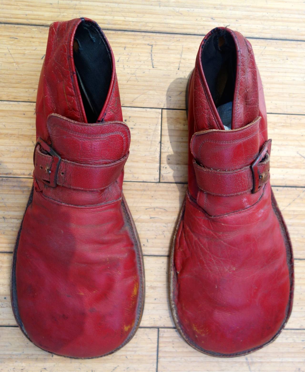 What could be more fun than a fabulous pair of vintage red leather clown shoes?