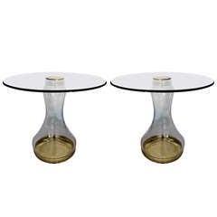 Pair of Glass/Brass Tables