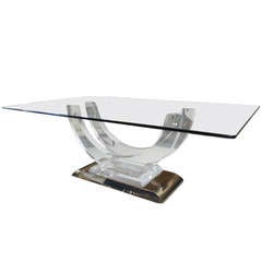 Lucite/Brass Dining Table attributed to Karl Springer