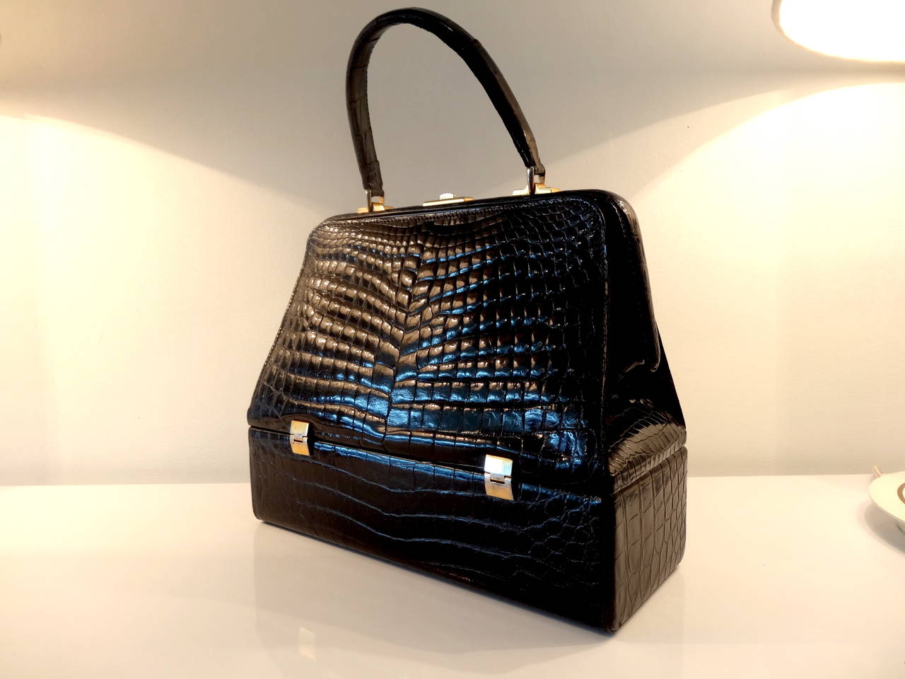 Mid-Century Modern Lederer Crocodile Handbag