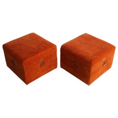 Vintage Pair Cube Ottomans