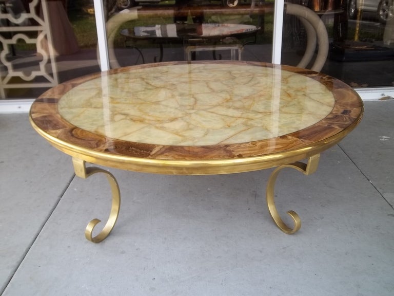 Onyx/Brass Round Coffee Table