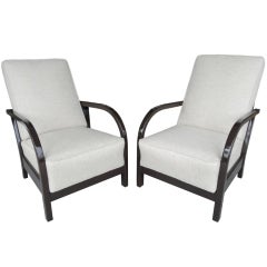 Vintage Pair  French Art Deco Club Chairs