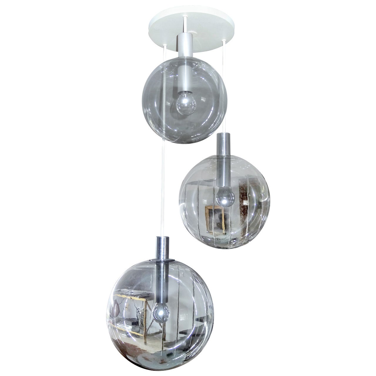 Lampadario a sfera in vetro fumé in vendita