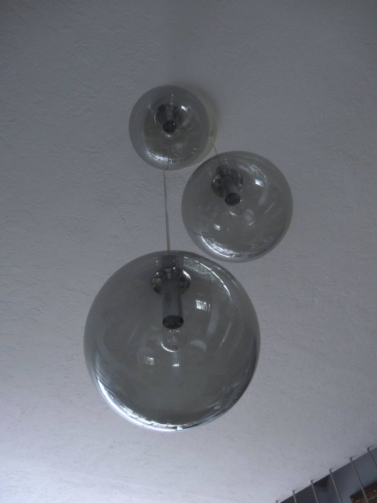 Smoked Glass Ball Chandelier In Good Condition For Sale In North Miami, FL