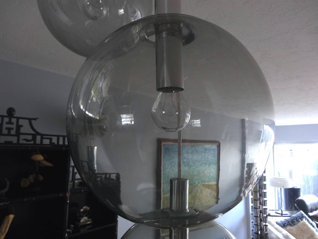 20th Century Smoked Glass Ball Chandelier For Sale