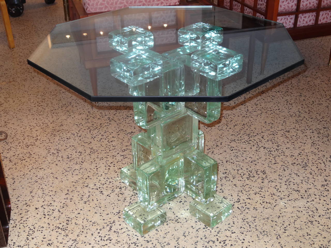 Glass Block Table at 1stDibs glass brick table