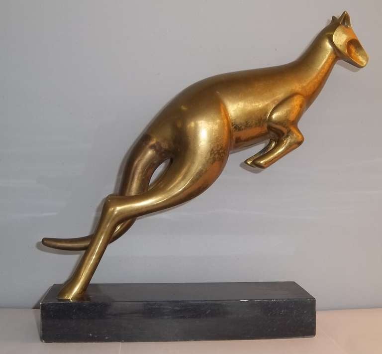 Brass Kangaroo Sculpture In Good Condition In North Miami, FL