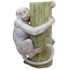 Large Majolica Monkey Umbrella Stand