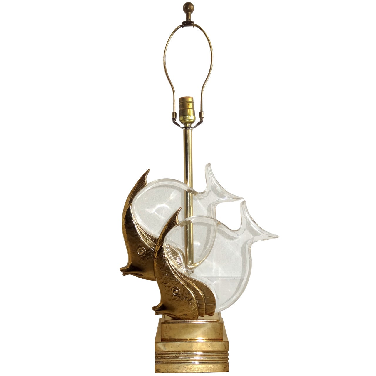 Brass and Lucite "Fish" Lamp