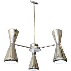 Retro Nickel-Plated Lightolier Chandelier