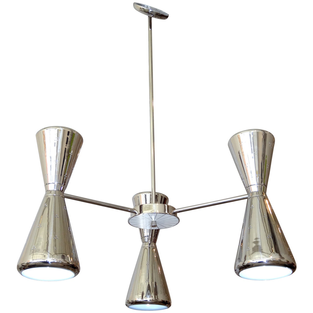 Nickel-Plated Lightolier Chandelier For Sale