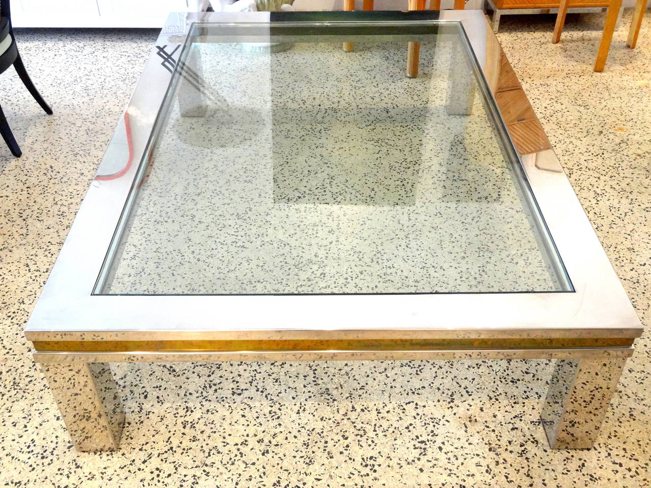 Large Coffee Table in a style of Karl Springer from the Eileen Ford Estate