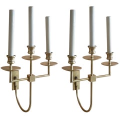 Pair Brass Sconces Attributed To Tommi Parzinger