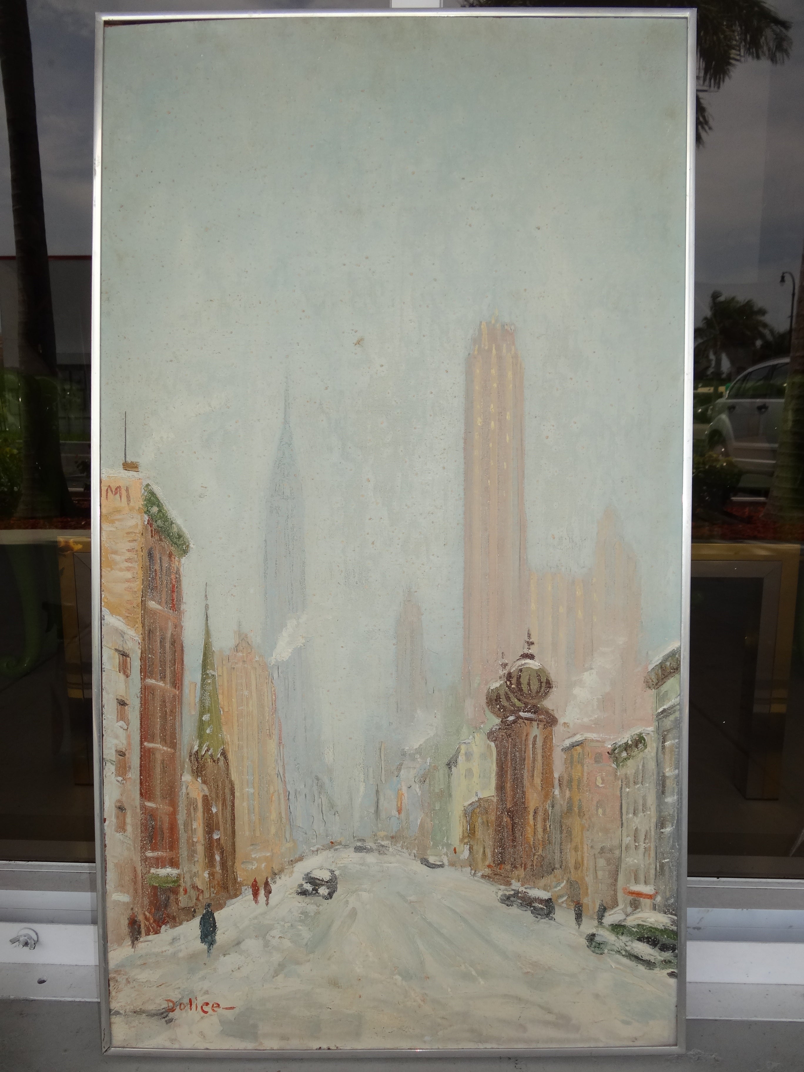 New York Street Scene Painting by Leon Dolice.
