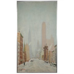 New York Street Scene Painting by Leon Dolice.