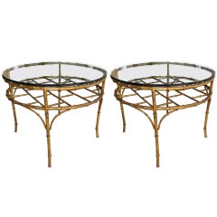 Pair Gilded Faux Bamboo Tables.