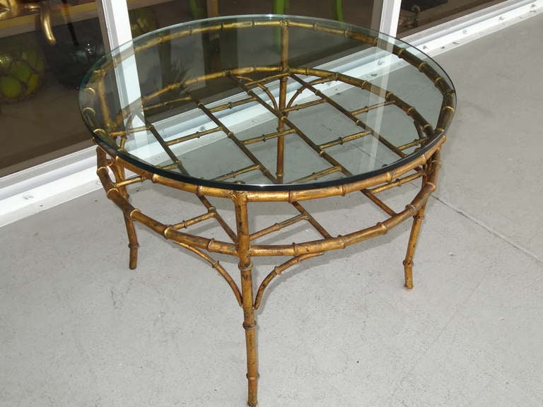 Italian Pair Gilded Faux Bamboo Tables.