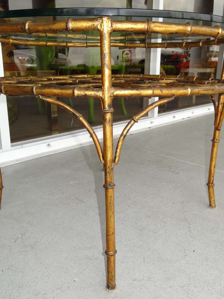 Late 20th Century Pair Gilded Faux Bamboo Tables.