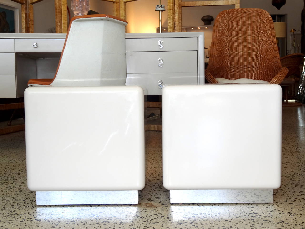 Late 20th Century Pair of Lacquer Cube Tables