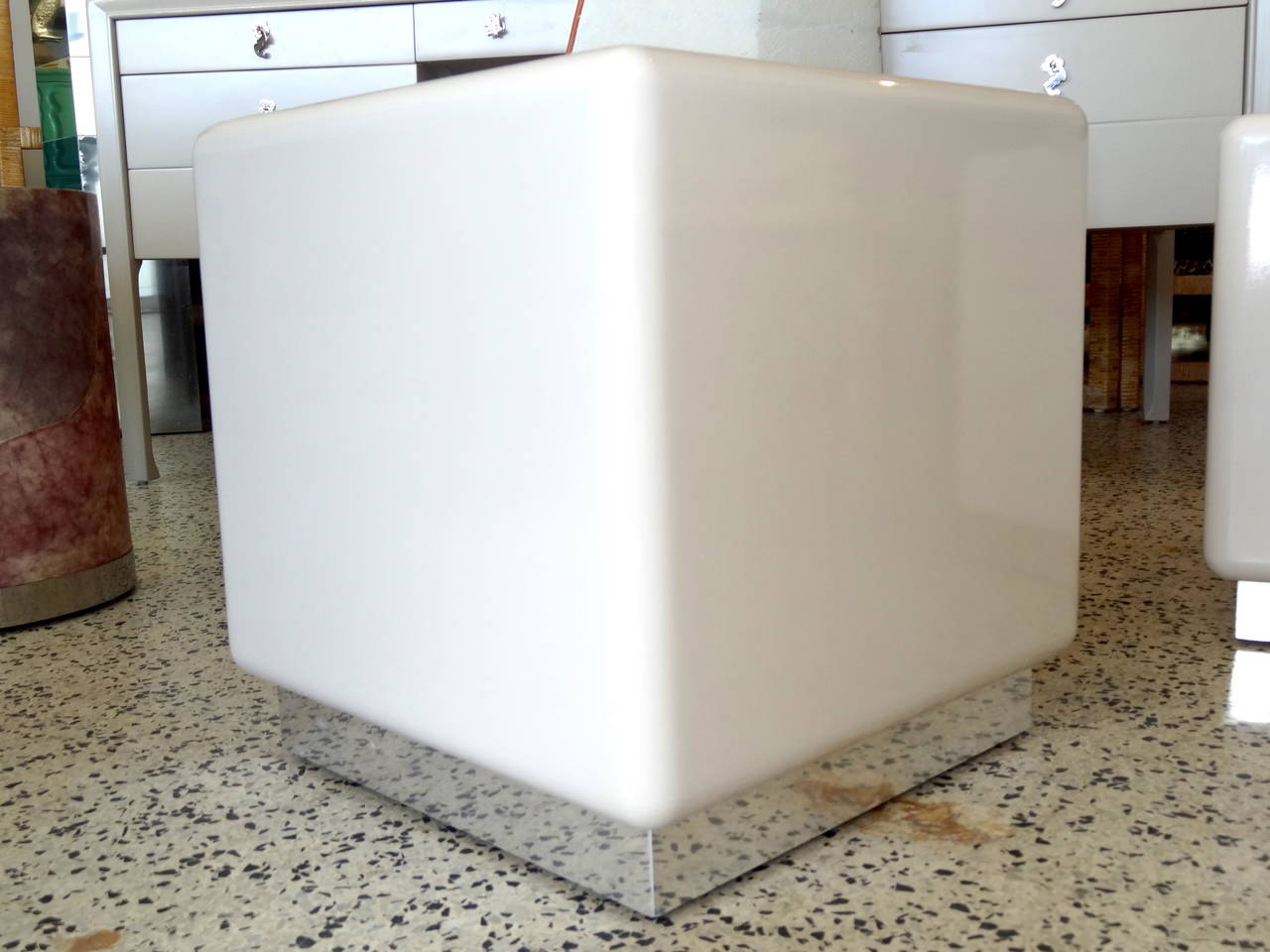 Pair of Lacquer Cube Tables 2