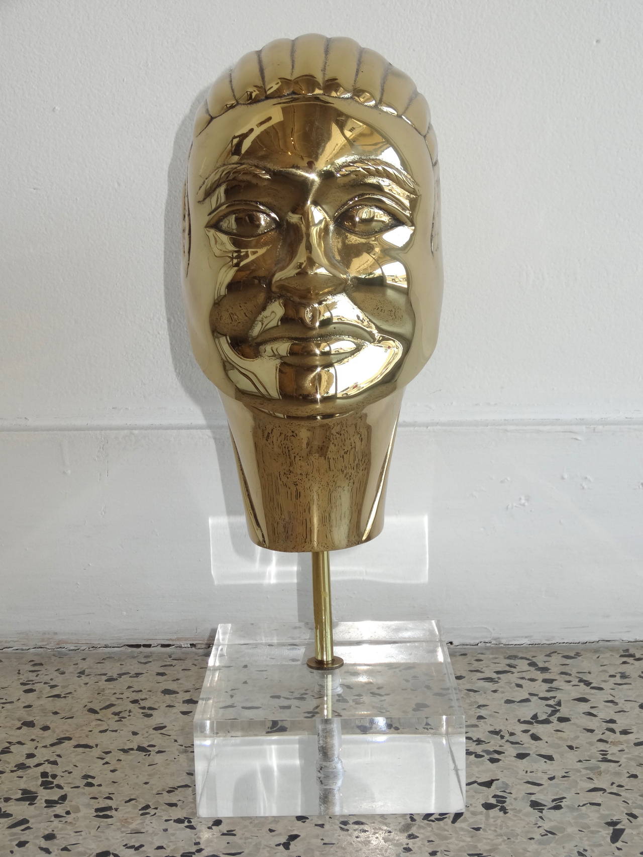 Two Faced Lidded Brass Sculpture 1