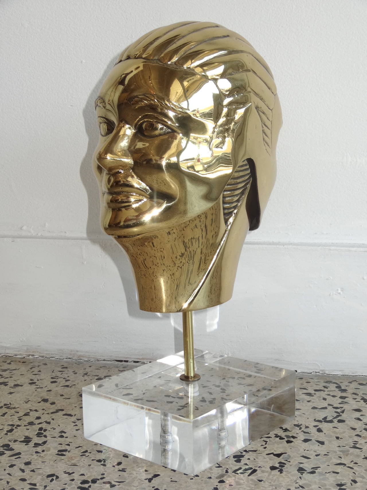 Modern Two Faced Lidded Brass Sculpture