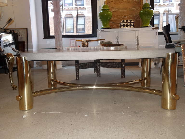 Brass Karl Springer Style Coffee Table