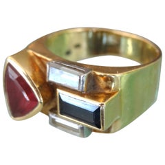 Vintage Multistone 18-Karat Ring