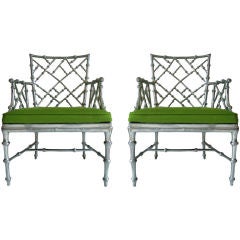 Pair  Faux Bamboo Chairs