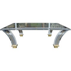 Lucite and Brass Coffee Table by Casa Bella