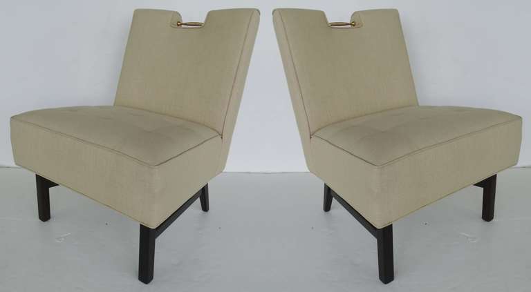 A pair of recently updated and modernized pair of side chairs.
Simple elegant design.