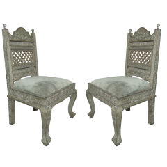 Pair Etched Tin Sidechairs