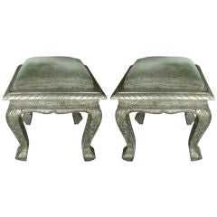 Vintage Pair of Tin Benches