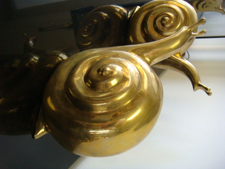 20th Century Pair Brass Snails