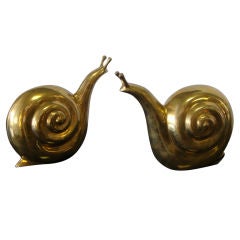 Pair Brass Snails
