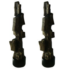 Pair Brutalist Lamps by Laurel Pair Brutalist Lamps by Laurel