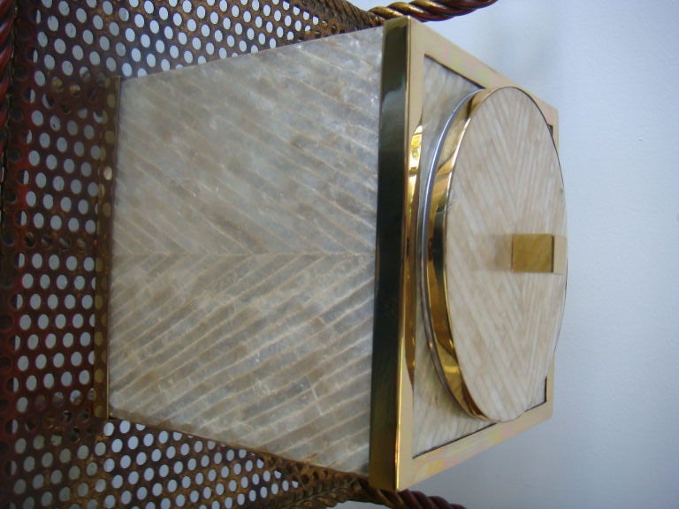 Late 20th Century Brass and Capiz Shell Ice Bucket
